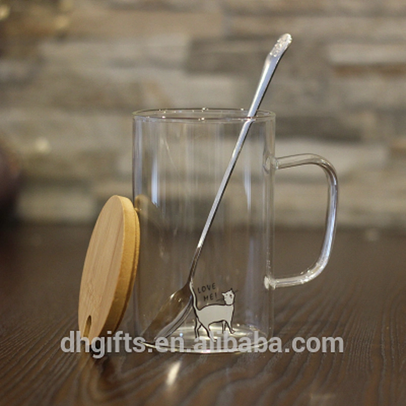 Drop shipping to Amazon warehouse directly unique design handmade glass cup with lid and spoon