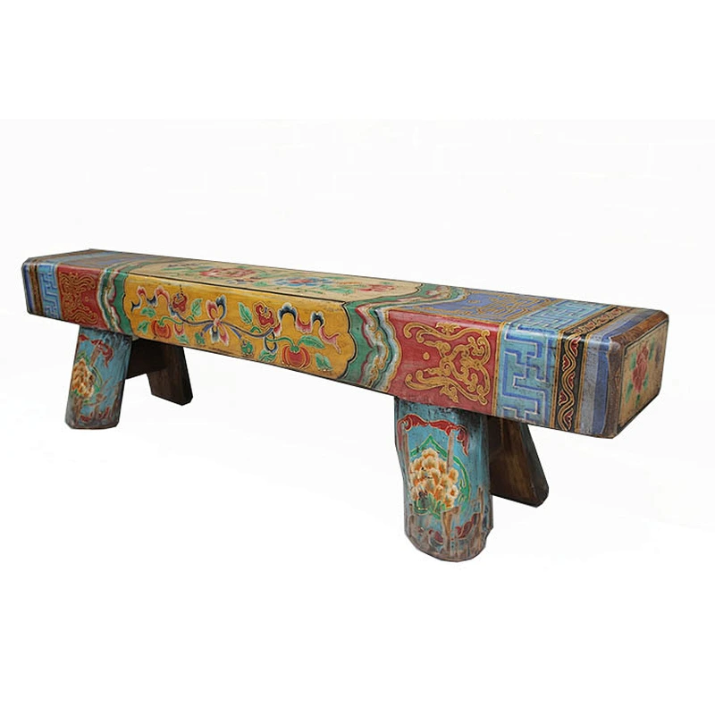 Chinese antique hand painted popular bench, Garden bench for sale