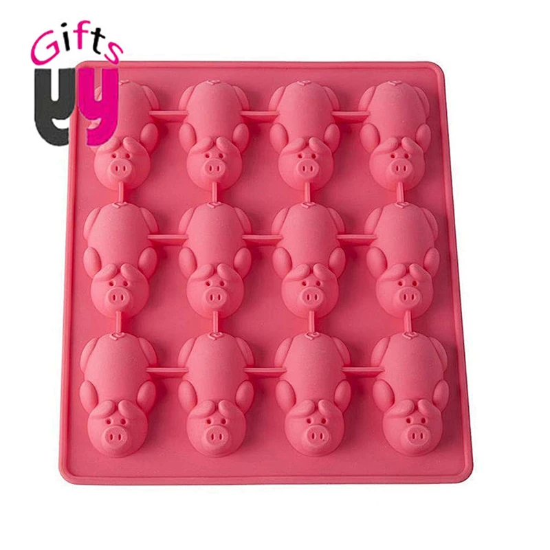 silicone mold for baking cakes 12 cavities pig shaped silicone baking mold