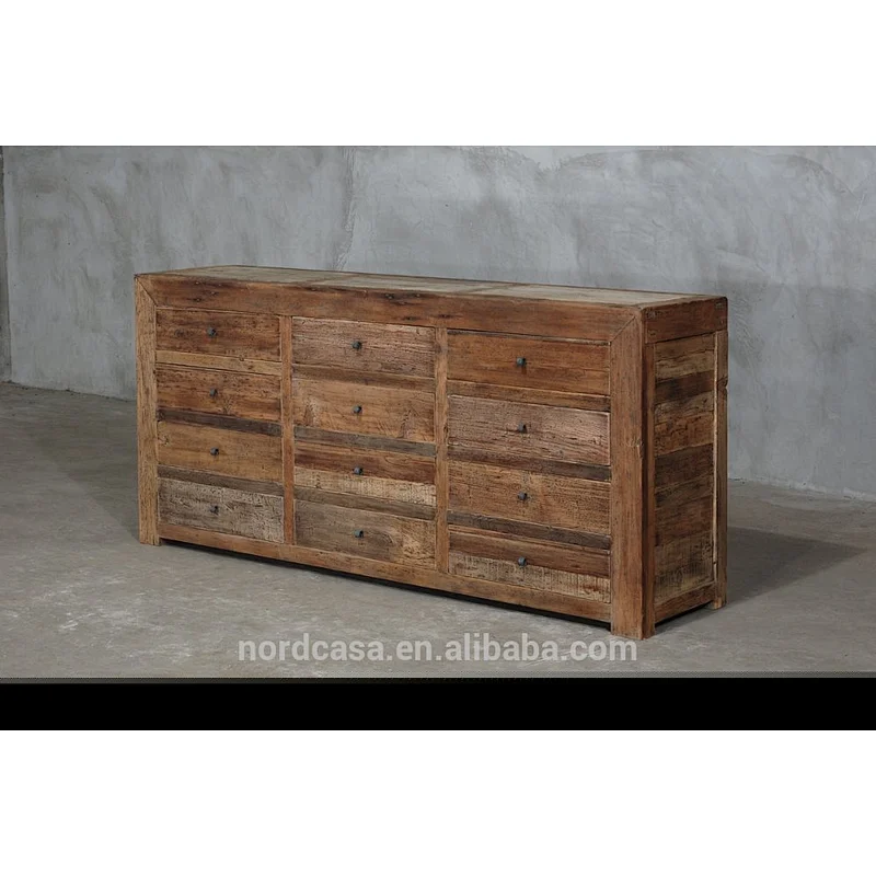 Multi drawer buffet in reclaimed elm