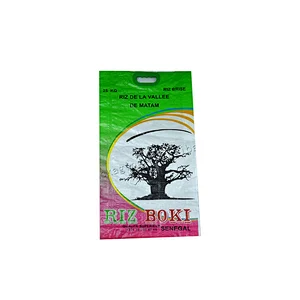 Agriculture use customized design print rice bag pp woven sack with plastic handle for grain,flour,paddy,wheat,corn
