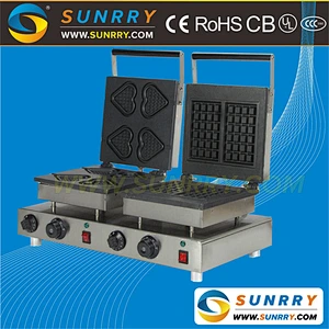 Hot sale electric automatic 4 heart and 2 square cast iron rectangle puffed rice cake maker machine