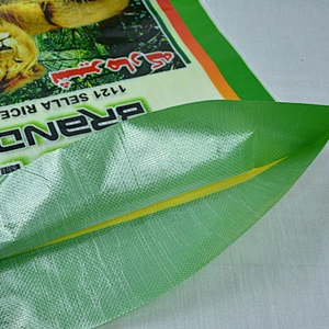 Customized green wholesale pp woven rice bag 25kg packaging