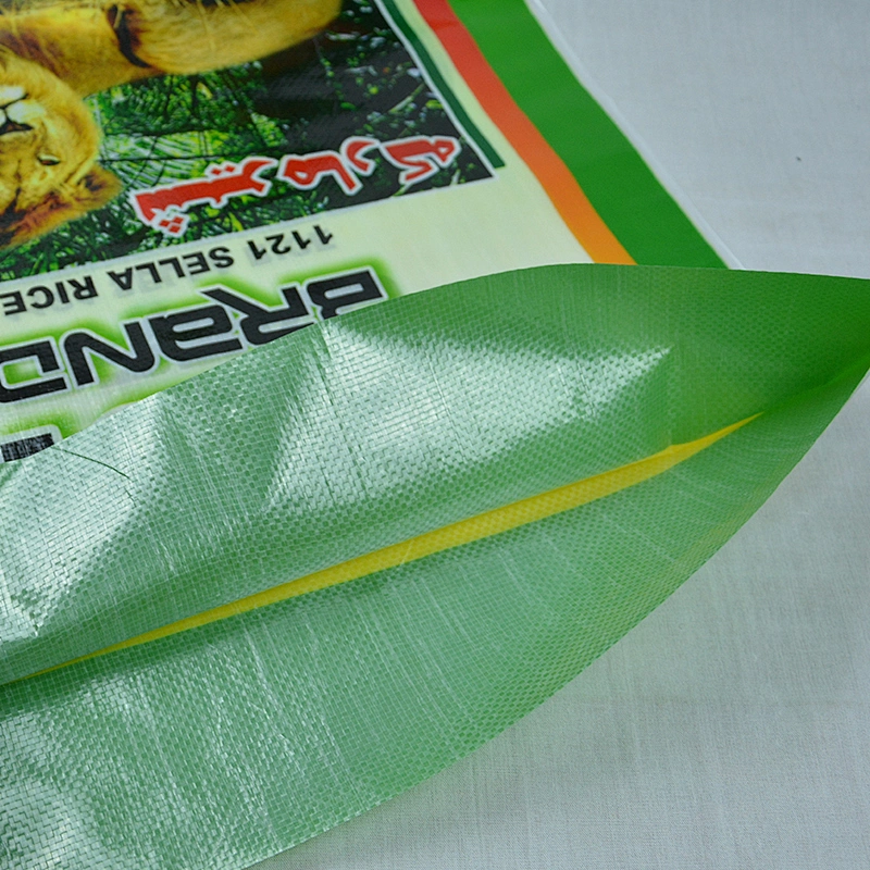 Customized green wholesale pp woven rice bag 25kg packaging