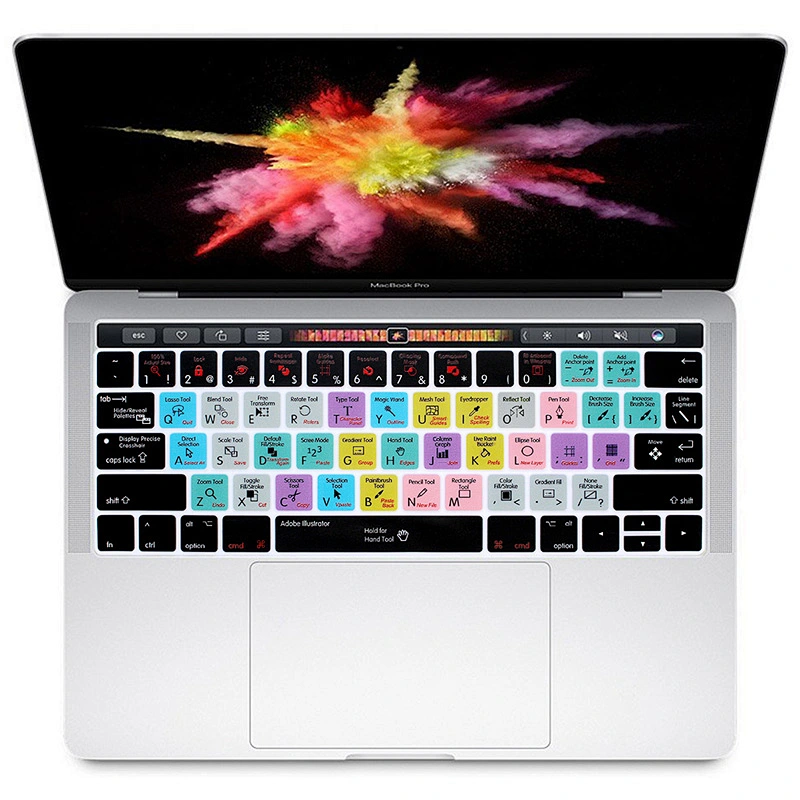 Best Sellers Unique Waterproof Hot key Shortcuts Keyboard Cover Silicone Keyboard Skins For Macbook Pro 13