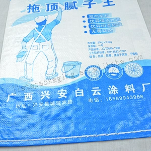 Construction use 20kg white plastic laminated pp woven interior painting wall putty bag