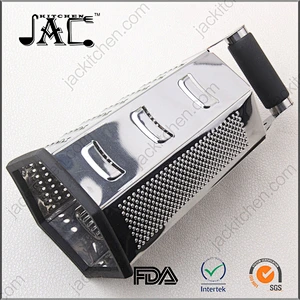 6-sides Stainless Steel Boxed Cheese Grater Vegetable Slicer Non Slip Rubber Bottom