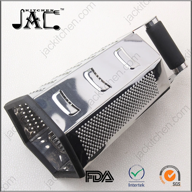 6-sides Stainless Steel Boxed Cheese Grater Vegetable Slicer Non Slip Rubber Bottom