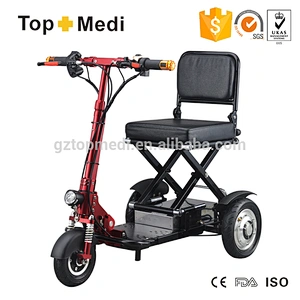 TOPMEDI lightweight easy folding aluminum electric tricycle mobility scooter 3 wheel with lithium battery