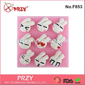 Eco-friendly white rabbit silicone mold for fondant