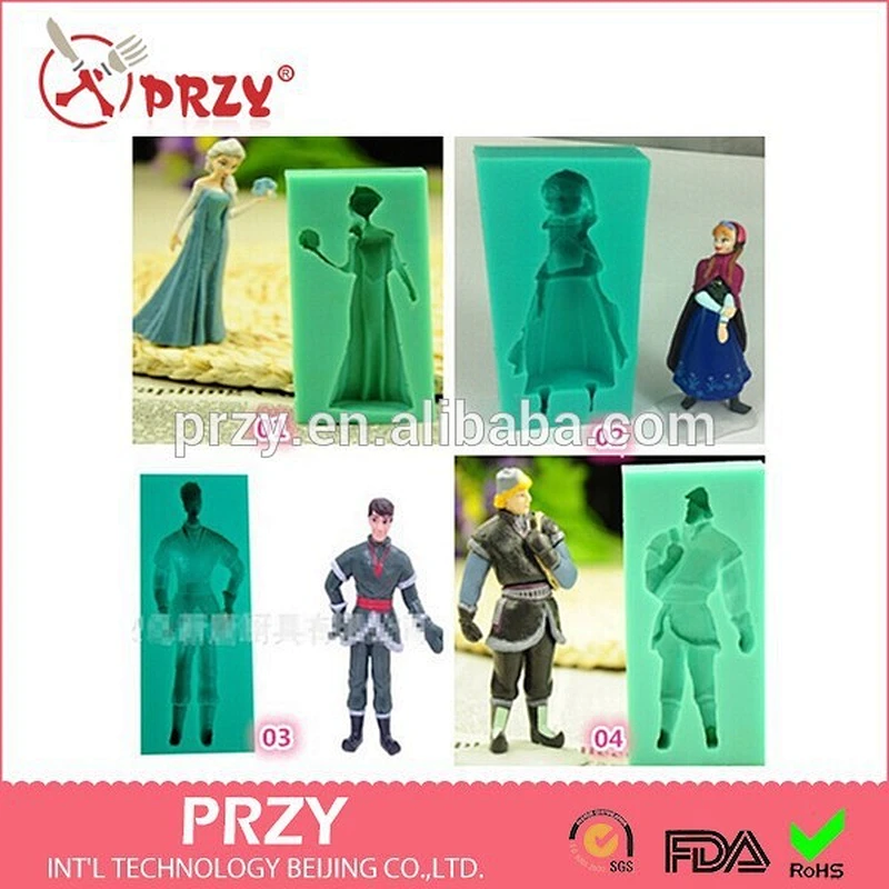 New Frozen 4pcs/Lot Elsa Anna Hans Kristoff Silicone Mold Ice Fondant Cake Chocolate Decorating Kitchen Bakeware Cooking Tools