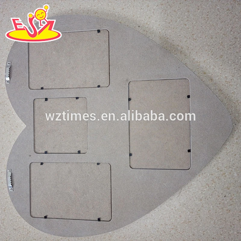 2018 wholesale 4 hole wooden heart-shaped decoration picture frame W09A051