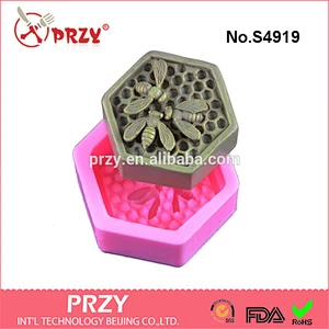 S4919 honeycomb 3d handmade soap mold bee soap molds silicone molds