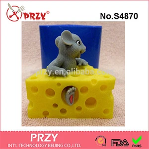 S4870 Mouse in a piece of cheese 3d silicone molds for soap food grade handmade soap mold