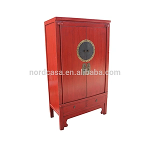 Red or Black chinese wedding tall antique cabinet in reclaimed wood with antique style chinese wardrobes of antique furniture