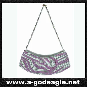 Metal mesh handbag with zebra print G2046