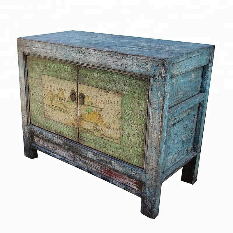wholesale antique distressed rustic reclaimed wood painted storage furniture