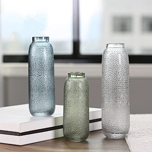 Clear Round Handblown Glass Vase With Dots for Home Deco and Flower