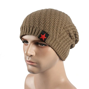 Navy Blue Plain Merino Wool Knit Winter Slouch Mens Custom Beanie Hat