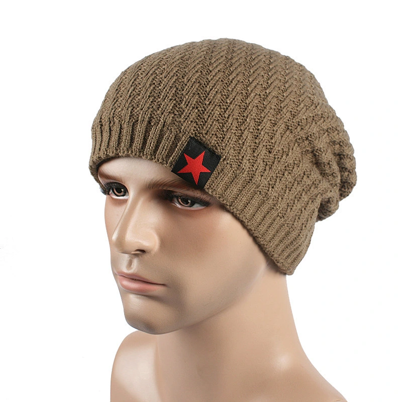 Navy Blue Plain Merino Wool Knit Winter Slouch Mens Custom Beanie Hat