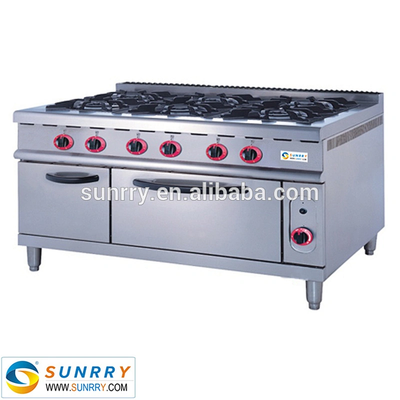 Commercial indoor stainless steel free standing induction 6 burner cooker gas range with gas stove oven