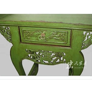 Chinese Antique Vintage Pinewood Shanxi Carved Mini Table