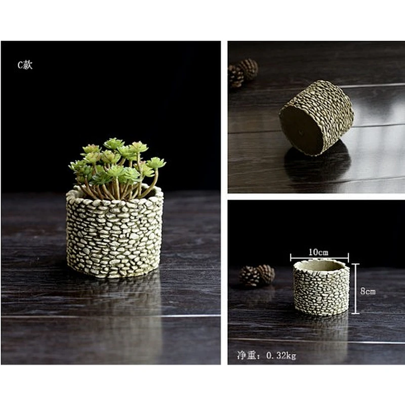 3D VASE stone shape planter flower pots concrete silicone mold for concrete making home crafts decorate