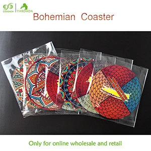 2018 kaleidoscope fashion design, hot and attractive MDF anti-skid cork cup mat, easy to clean and high quality in stock.