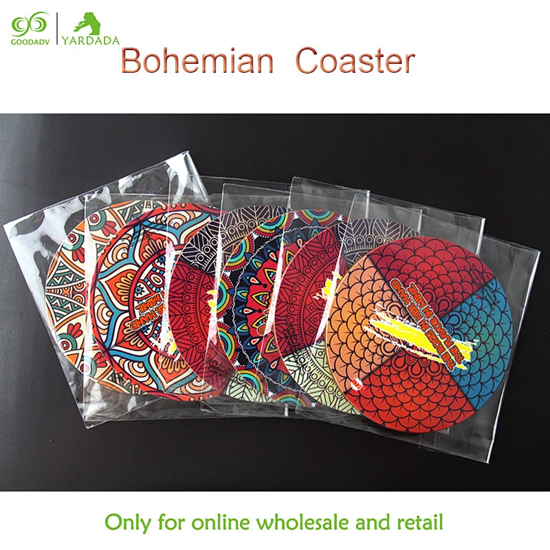 2018 kaleidoscope fashion design, hot and attractive MDF anti-skid cork cup mat, easy to clean and high quality in stock.