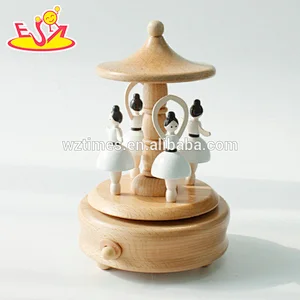 Wholesale high quality girls toys wooden dancing music box handmade W07B056