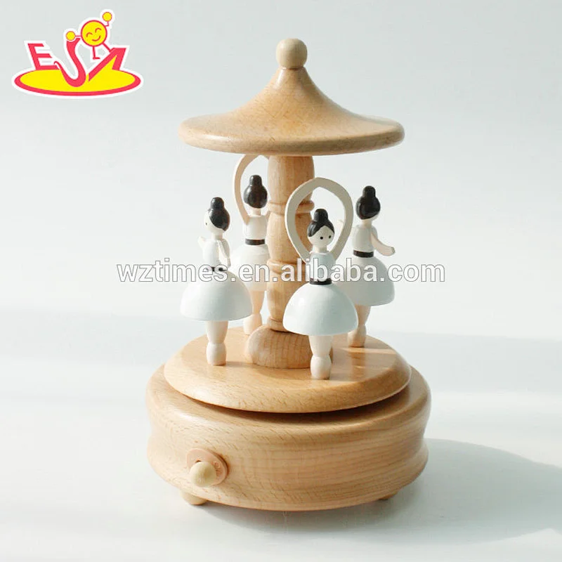 Wholesale high quality girls toys wooden dancing music box handmade W07B056