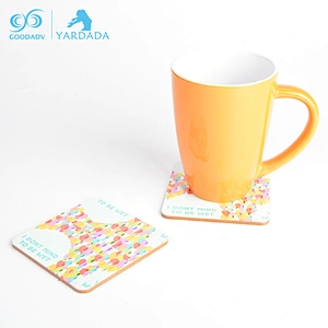 Square waterproofing mdf cork coaster,custom logo printing wooden coaster