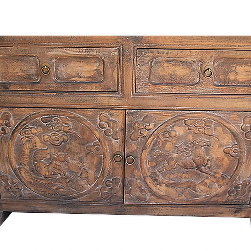 Grotesque Style Vintage Wooden Carved Console Table