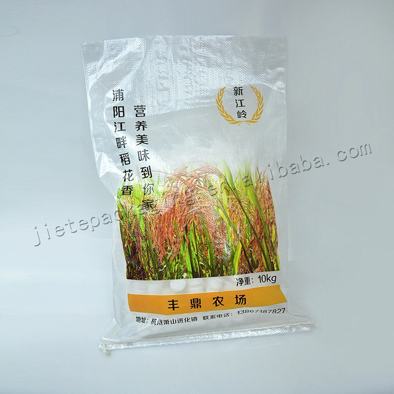 Plastic rice bag pp woven fabric packing bag 10kg design