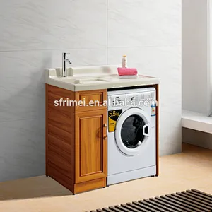 Living Room Furniture Floor Standing Single Sink Classic Oak Wood Bathroom Cabinet