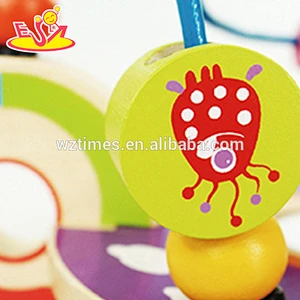 Wholesale new fashion tabletop wooden 3d cube string beads toy for kids W11B103