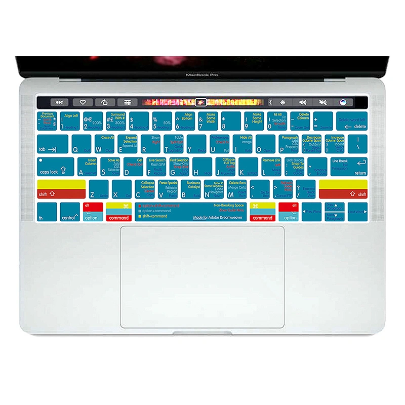 custom keyboard cover Ado be Dreamweaver Hotkeys Slim TPU for mac keyboard cover for macbook touch bar 13 15