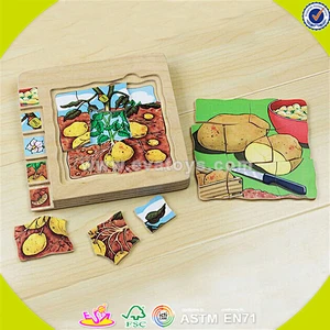 wholesale funny variety of animals shape kids puzzle toy high quality wooden shape kids puzzle toy bring fun W14A138