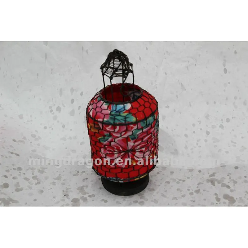 Chinese antique iron& paper red flower small round lantern lamp