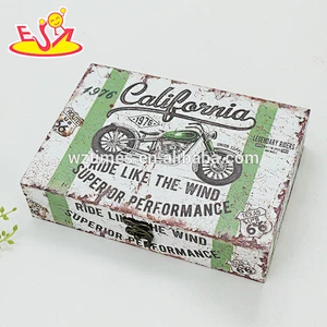 Wholesale beautiful wooden rectangle storage box butterfly pattern wooden rectangle box W18A036