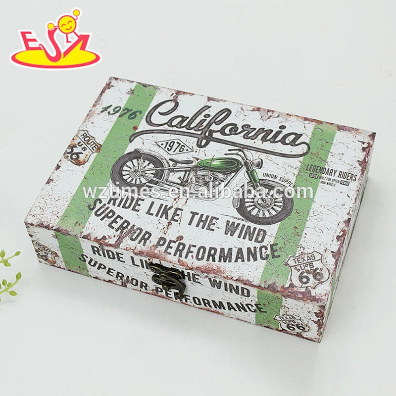 Wholesale beautiful wooden rectangle storage box butterfly pattern wooden rectangle box W18A036