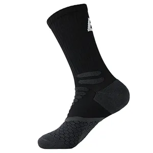 men's black free terry sport basketball socks
