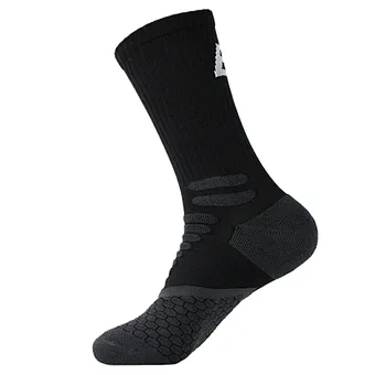 men's black free terry sport basketball socks