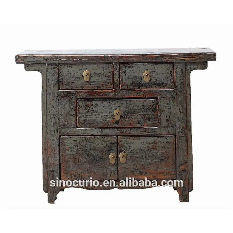 Chinese style home furniture antique reclaimed grey wooden cabinet