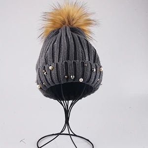 custom winter plush warm winter knitted beanie hat bling beanie hat