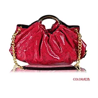Newest PU Metal Gold chain Python Fashion Handbags