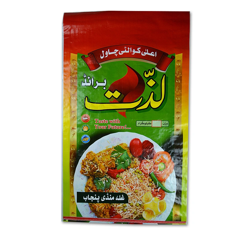 Customized red packing pp woven fabric plastic durable 25kg packing rice bag