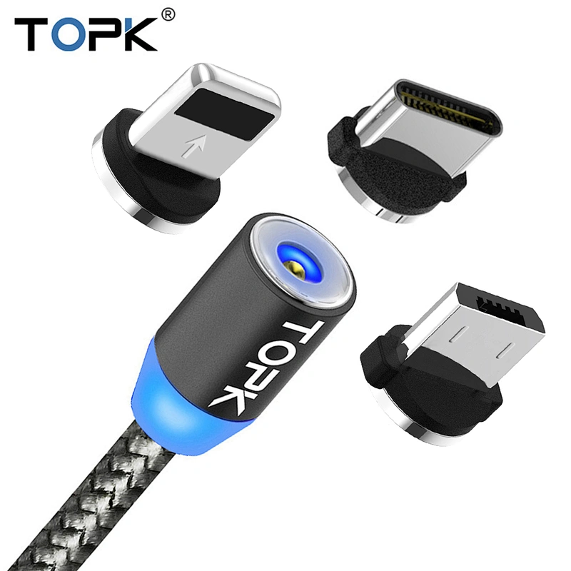 Fishing net round magnetic line data charging electric wire micro usb cable for iphone, android and type c