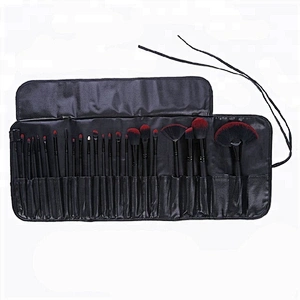 Wholesale Black Wood Handle 23pcs Makeup Brush Set Custom Logo With PU Makeup Bag