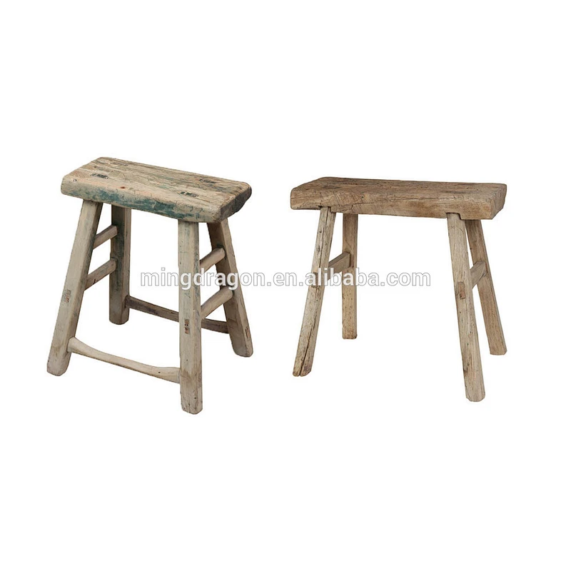 Chinese antique natural recycle wood square stool